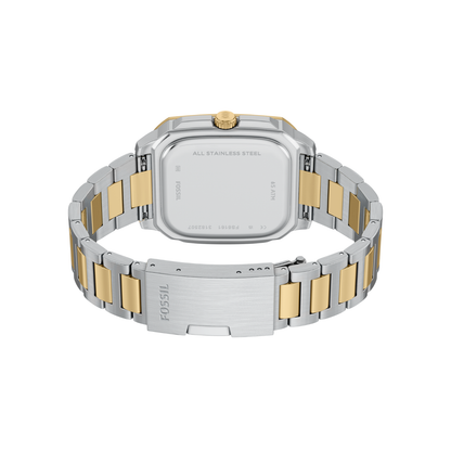 Reloj Análogo Casual Plateado Doble Tono de Hombre