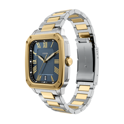 Reloj Análogo Casual Plateado Doble Tono de Hombre