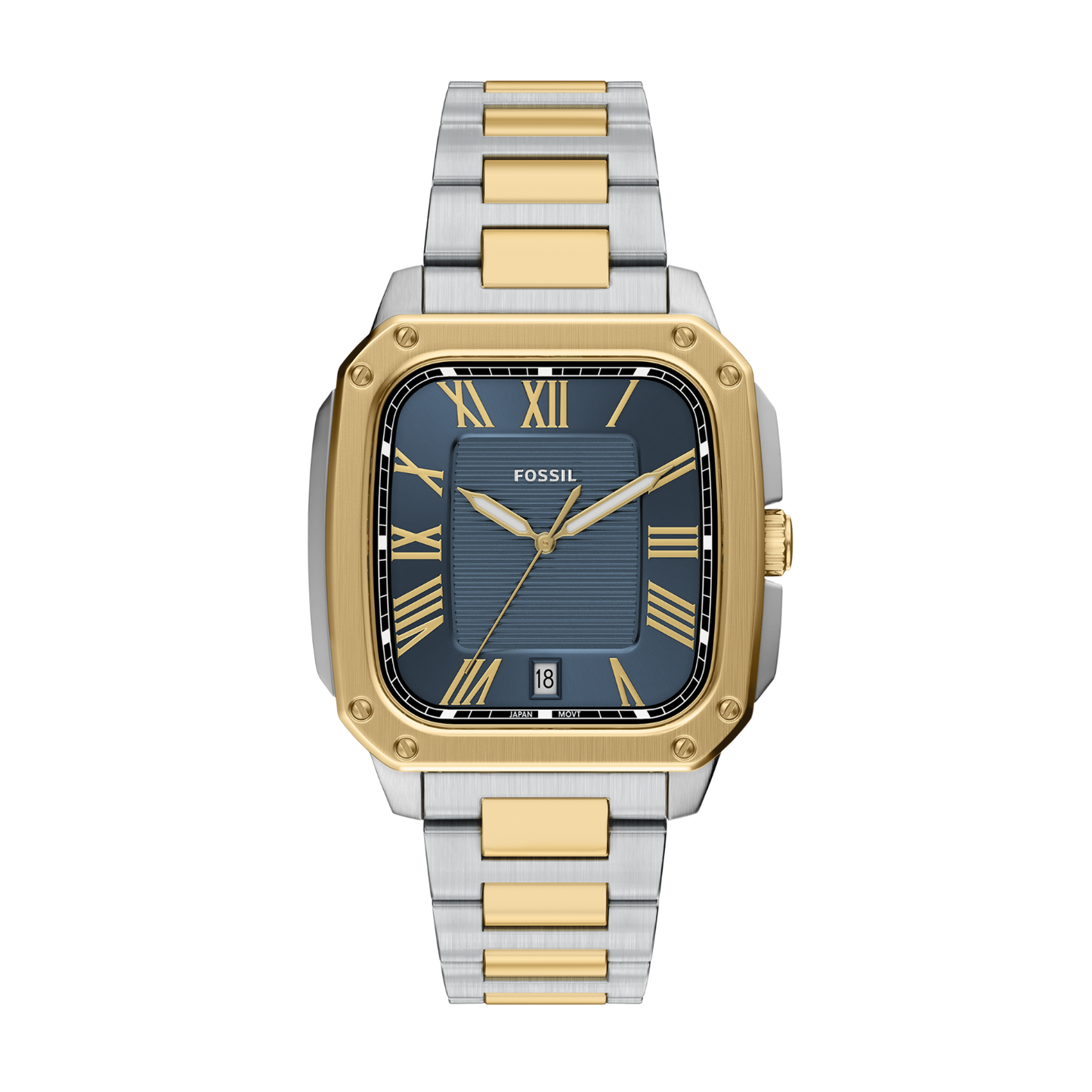 Reloj Análogo Casual Plateado Doble Tono de Hombre