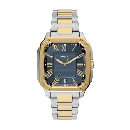Reloj Análogo Casual Plateado Doble Tono de Hombre