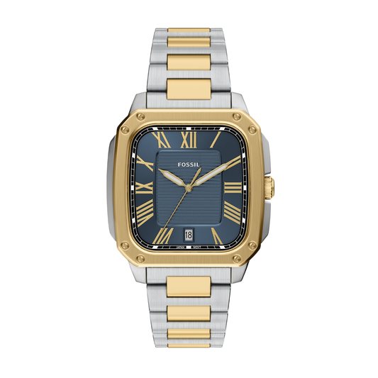 Reloj Análogo Casual Plateado Doble Tono de Hombre