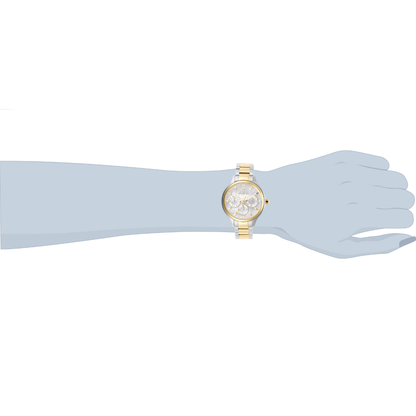Reloj Análogo Ejecutivo Plateado Doble Tono de Mujer