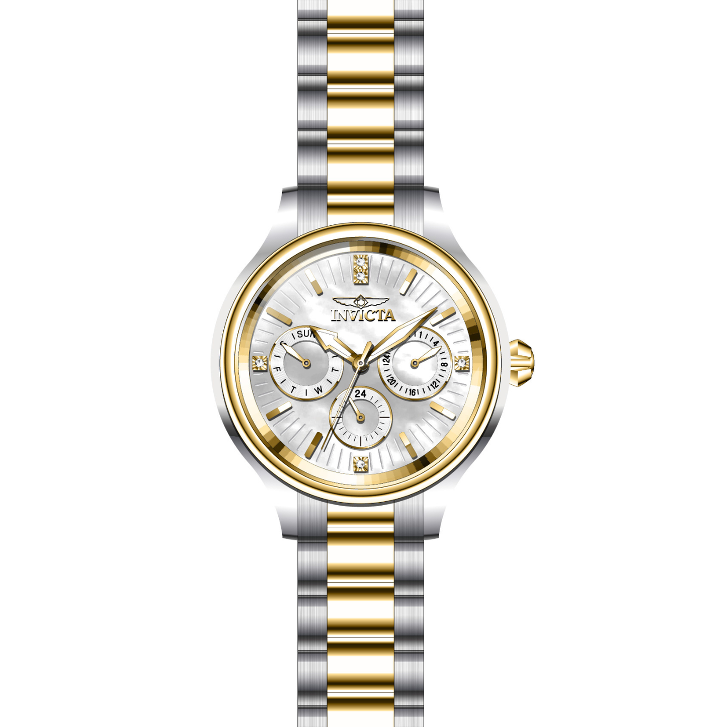 Reloj Análogo Ejecutivo Plateado Doble Tono de Mujer