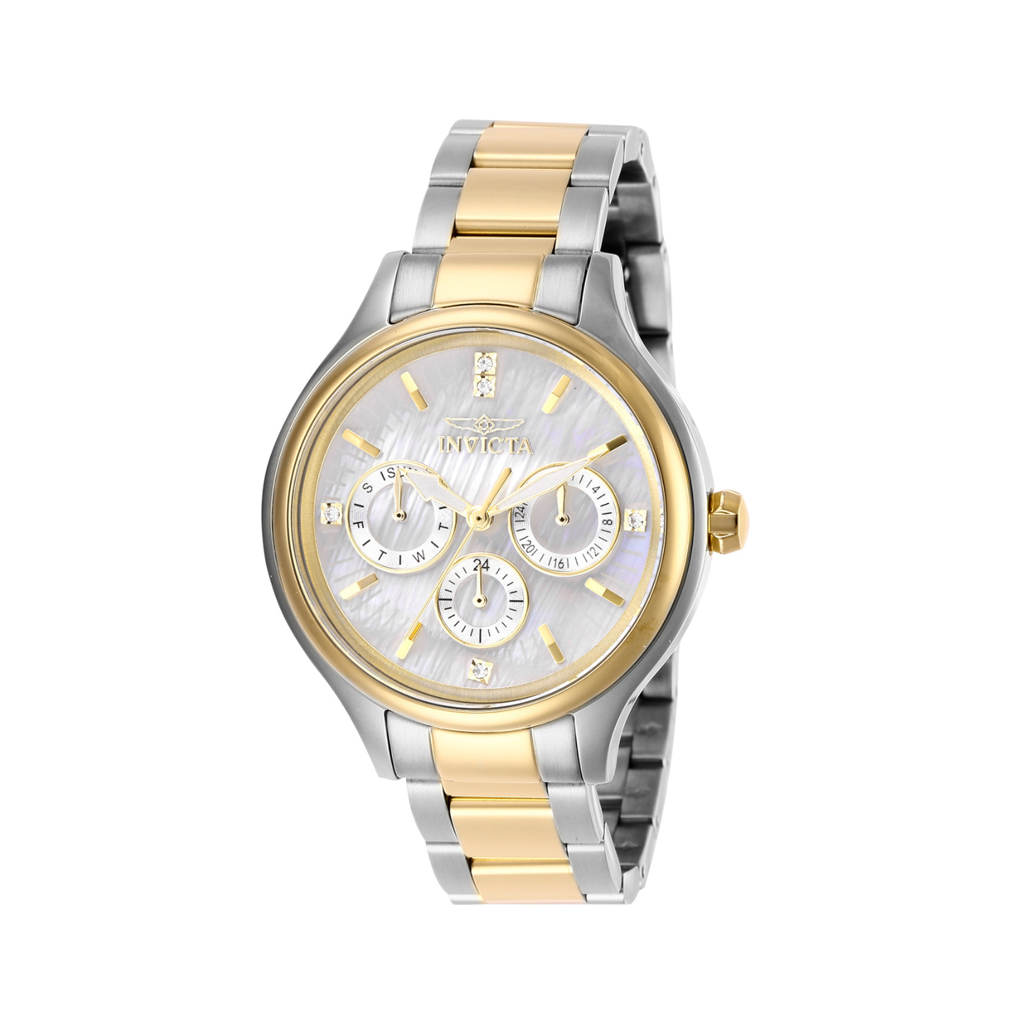 Reloj Análogo Ejecutivo Plateado Doble Tono de Mujer