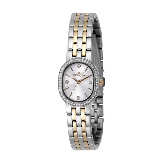 Reloj Análogo Ejecutivo Plateado Doble Tono de Mujer