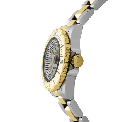 Reloj Análogo Ejecutivo Plateado Doble Tono de Mujer