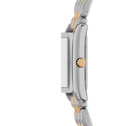 Reloj Análogo Luxury Plateado Doble Tono de Mujer