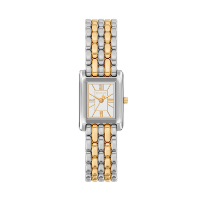 Reloj Análogo Luxury Plateado Doble Tono de Mujer