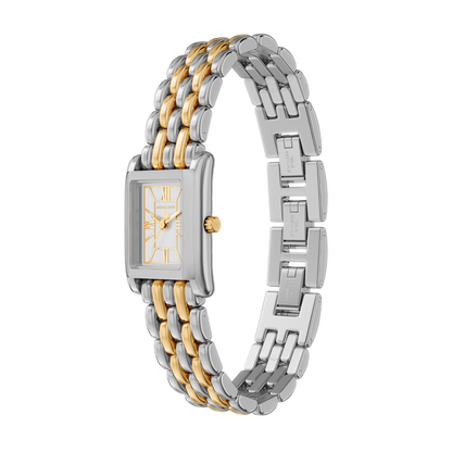 Reloj Análogo Luxury Plateado Doble Tono de Mujer
