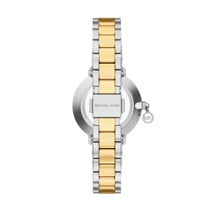 Reloj Análogo Casual Plateado Doble Tono de Mujer