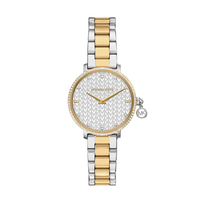 Reloj Análogo Casual Plateado Doble Tono de Mujer