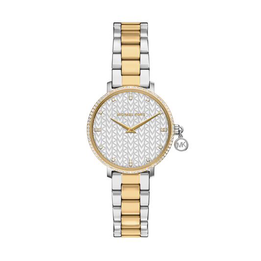 Reloj Análogo Casual Plateado Doble Tono de Mujer
