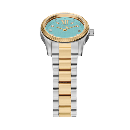 Reloj Análogo Luxury Plateado Doble Tono de Mujer