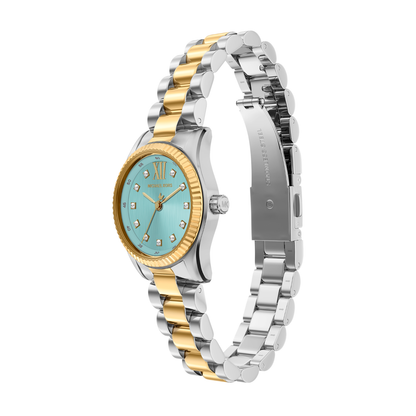 Reloj Análogo Luxury Plateado Doble Tono de Mujer
