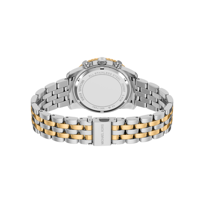 Reloj Análogo Casual Plateado Doble Tono de Mujer