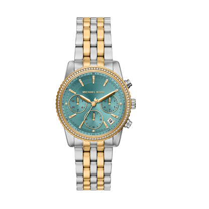 Reloj Análogo Casual Plateado Doble Tono de Mujer