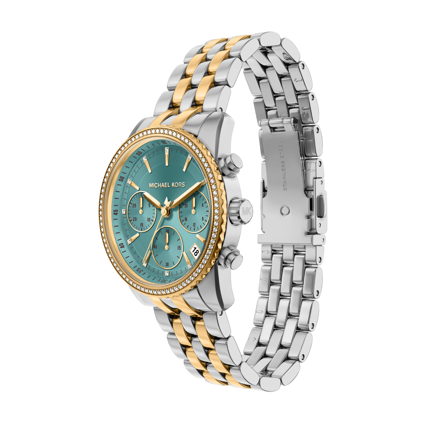 Reloj Análogo Casual Plateado Doble Tono de Mujer