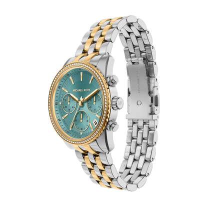 Reloj Análogo Casual Plateado Doble Tono de Mujer