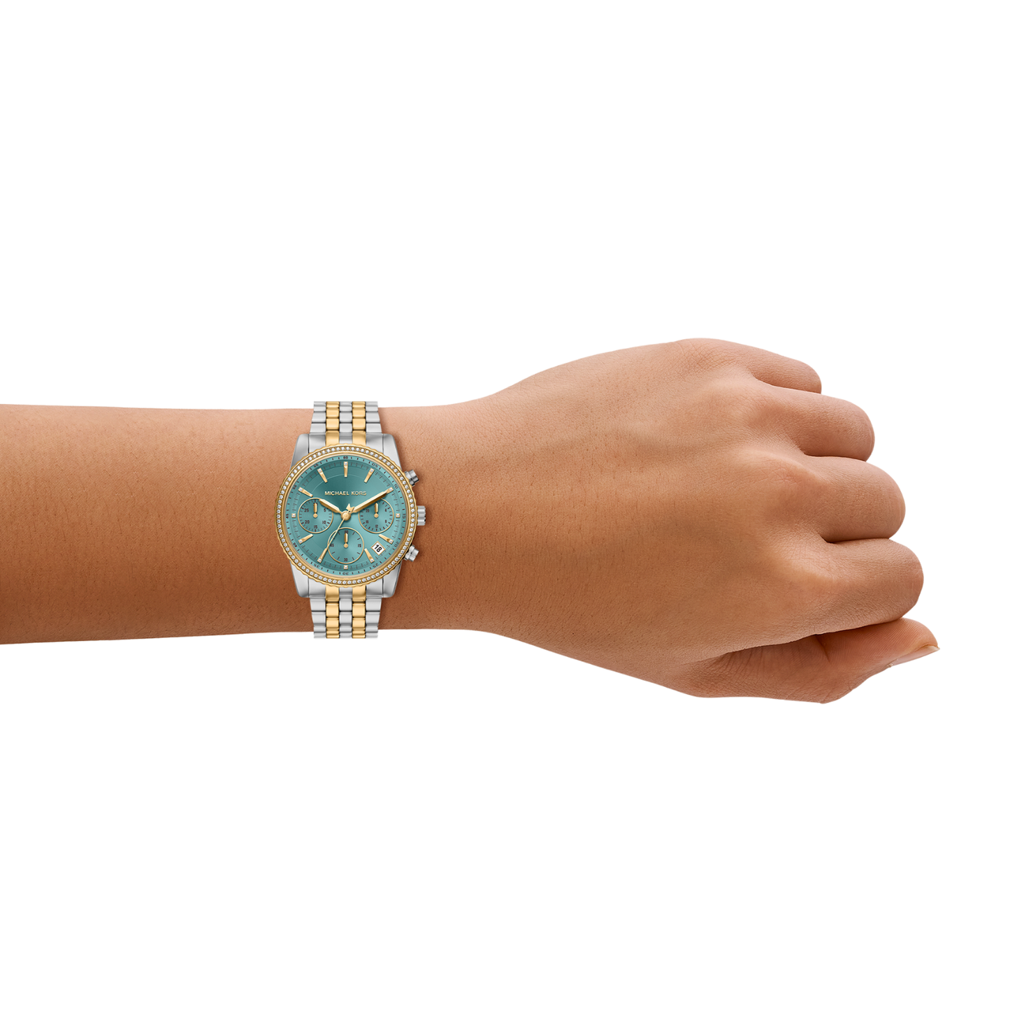 Reloj Análogo Casual Plateado Doble Tono de Mujer