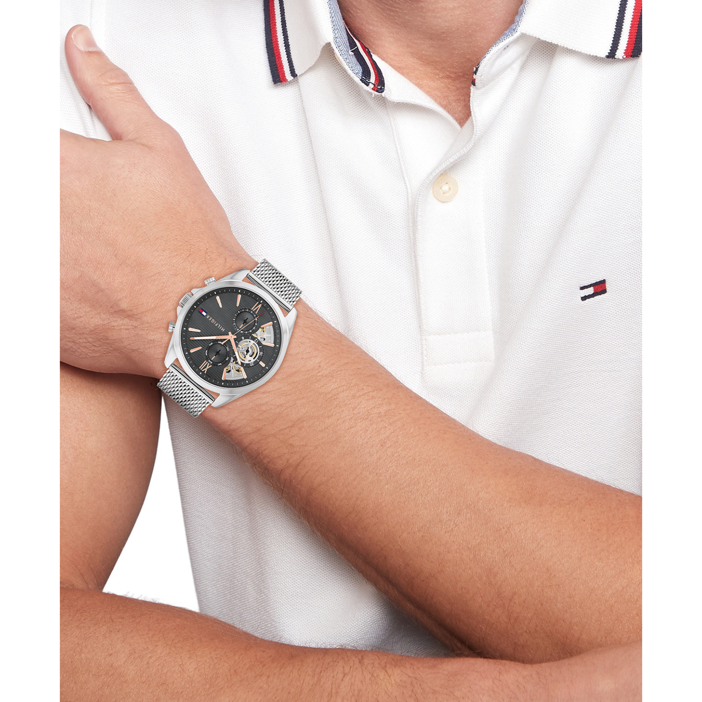 Reloj Análogo Casual Plateado de Hombre