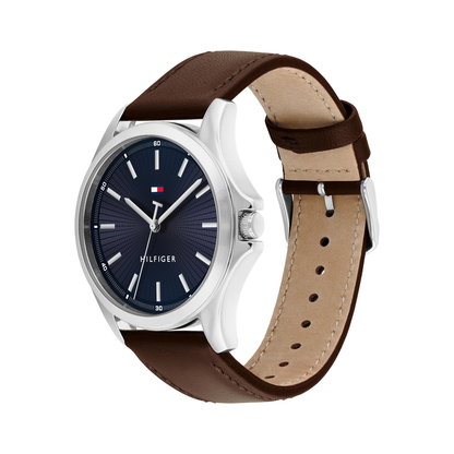 Reloj Análogo Tommy Hilfiger Bruce Cuarzo Azul con Correa Marron de Hombre