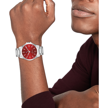 Reloj Análogo Casual Plateado de Hombre