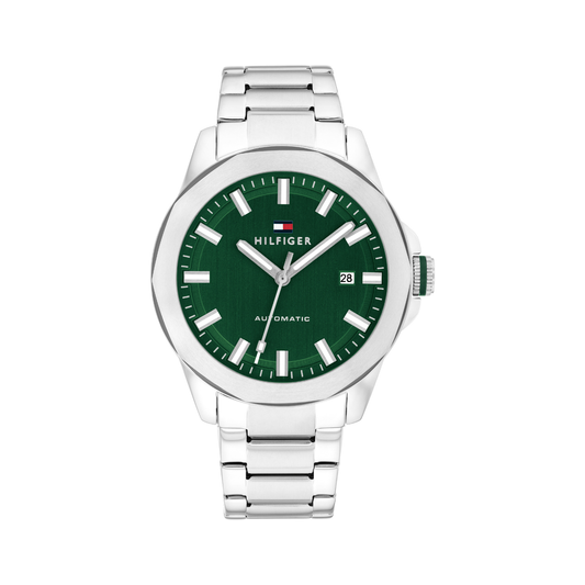 Reloj Análogo Tommy Hilfiger Lars Automático Verde y Plateado de Hombre