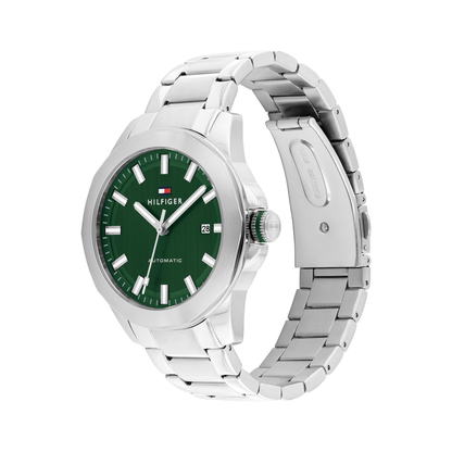 Reloj Análogo Tommy Hilfiger Lars Automático Verde y Plateado de Hombre