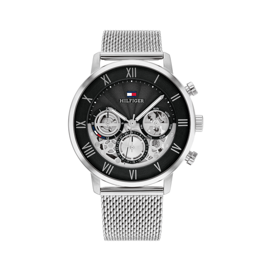Reloj Análogo Tommy Hilfiger Legend Cuarzo Negro y Plateado de Hombre