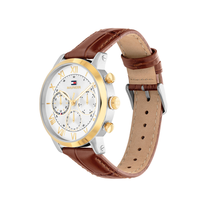 Reloj Análogo Casual Plateado Doble Tono de Hombre