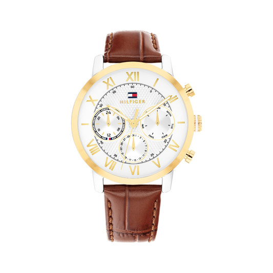 Reloj Análogo Casual Plateado Doble Tono de Hombre