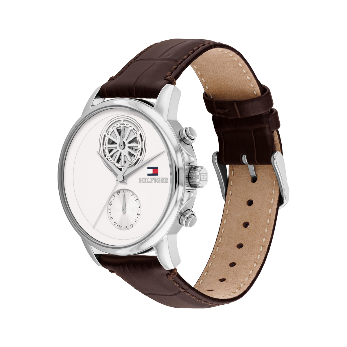 Reloj Análogo Tommy Hilfiger Stewart Cuarzo Beige, Marrón y Plateado de Hombre
