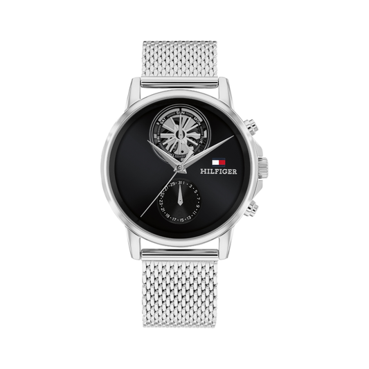 Reloj Análogo Tommy Hilfiger Stewart Cuarzo Negro y Plateado de Hombre