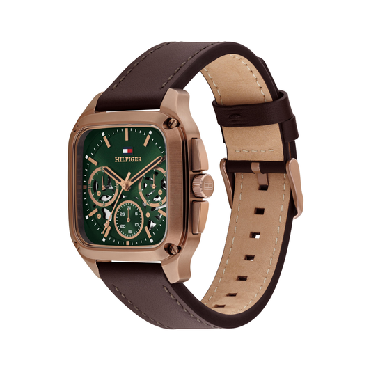 Reloj Análogo Tommy Hilfiger Herald Cuarzo Verde, Marrón y Oro Rosa de Hombre
