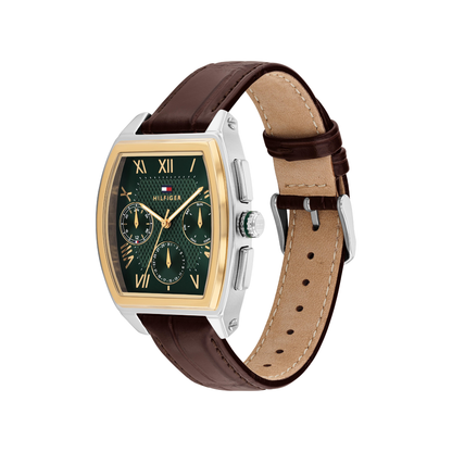 Reloj Análogo Casual Plateado Doble Tono de Hombre