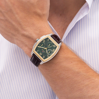 Reloj Análogo Casual Plateado Doble Tono de Hombre