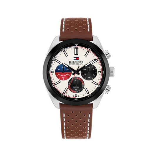 Reloj Análogo Tommy Hilfiger Hudson Cuarzo Beige, Marrón y Plateado de Hombre