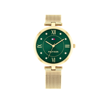 Reloj Análogo Tommy Hilfiger Ella Cuarzo Verde y Dorado de Mujer