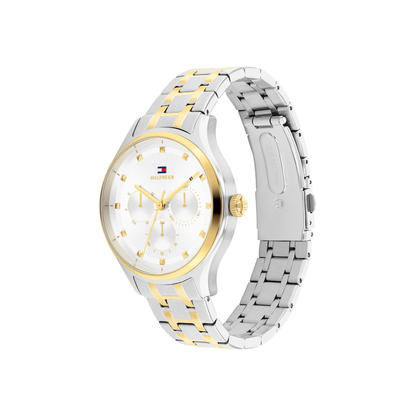 Reloj Análogo Casual Plateado Doble Tono de Hombre