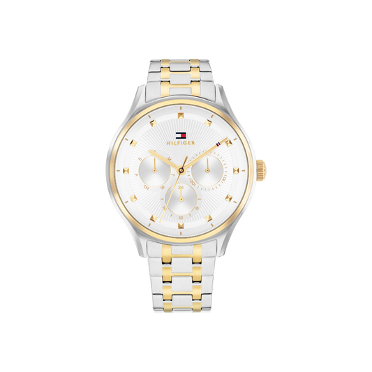 Reloj Análogo Casual Plateado Doble Tono de Hombre