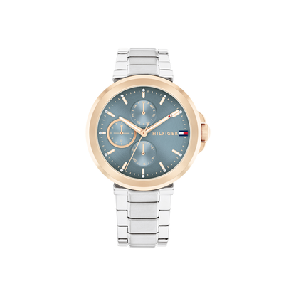 Reloj Análogo Tommy Hilfiger Lori Cuarzo Azul, Plateado y Oro Rosa de Mujer