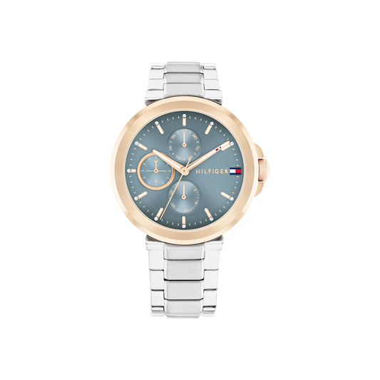 Reloj Análogo Tommy Hilfiger Lori Cuarzo Azul, Plateado y Oro Rosa de Mujer