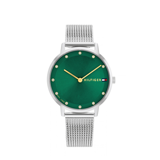 Reloj Análogo Tommy Hilfiger Pippa Cuarzo Verde y Plateado de Mujer