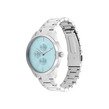 Reloj Análogo Tommy Hilfiger Camille Cuarzo Turquesa y Plateado de Mujer