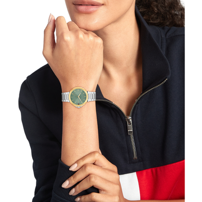 Reloj Análogo Lori Casual Plateado Doble Tono de Mujer