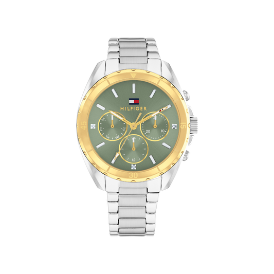 Reloj Análogo Casual Plateado Doble Tono de Hombre