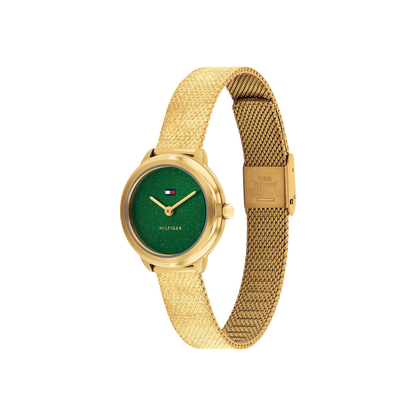 Reloj Análogo Tommy Hilfiger Demi Cuarzo Verde y Dorado de Mujer