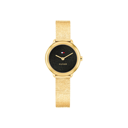 Reloj Análogo Tommy Hilfiger Demi Oro Dorado con Cuarzo Negro de Mujer