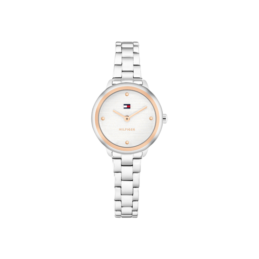 Reloj Análogo Tommy Hilfiger Demi Cuarzo Plateado y Oro Rosa de Mujer