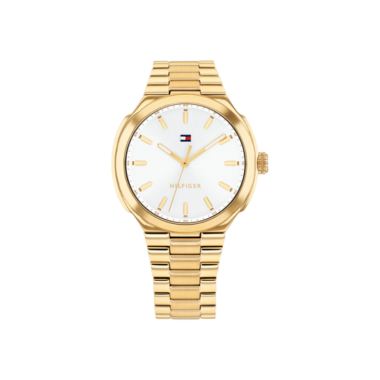 Reloj Análogo Tommy Hilfiger Georgia Cuarzo Blanco y Dorado de Mujer